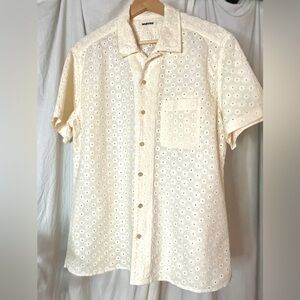 Taylor Stitch “Hawthorne” Short Sleeve Embroidered Eyelet Vintage White Size 42